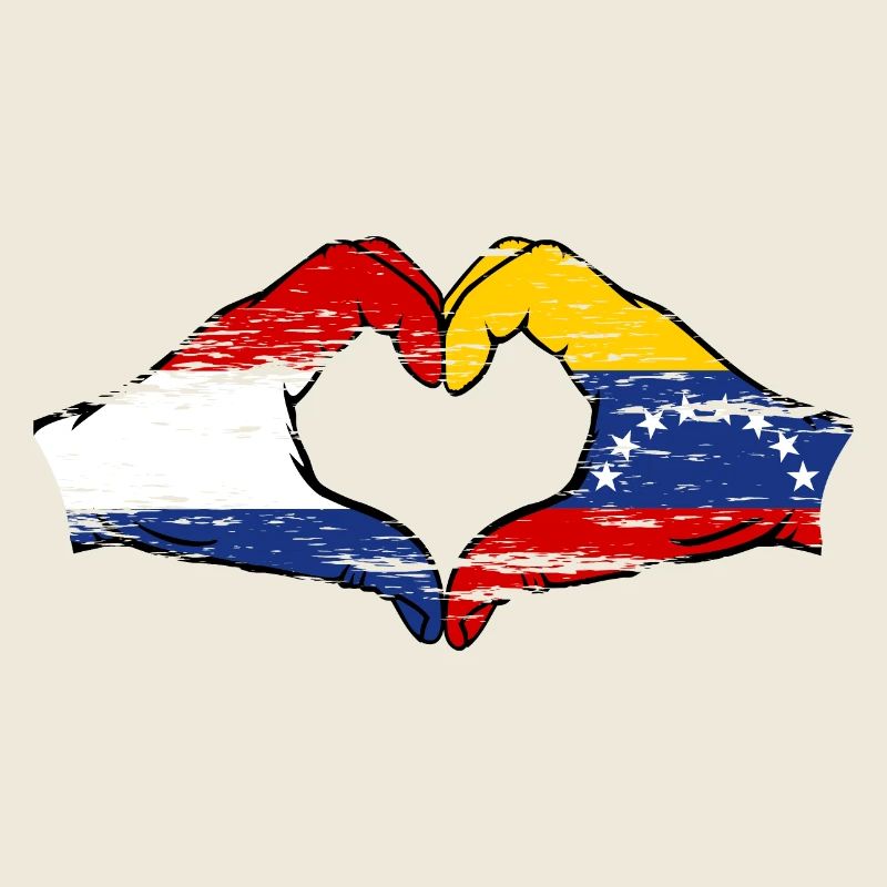 Drapeau Hollande Venezuela mains forme de coeur utilisé