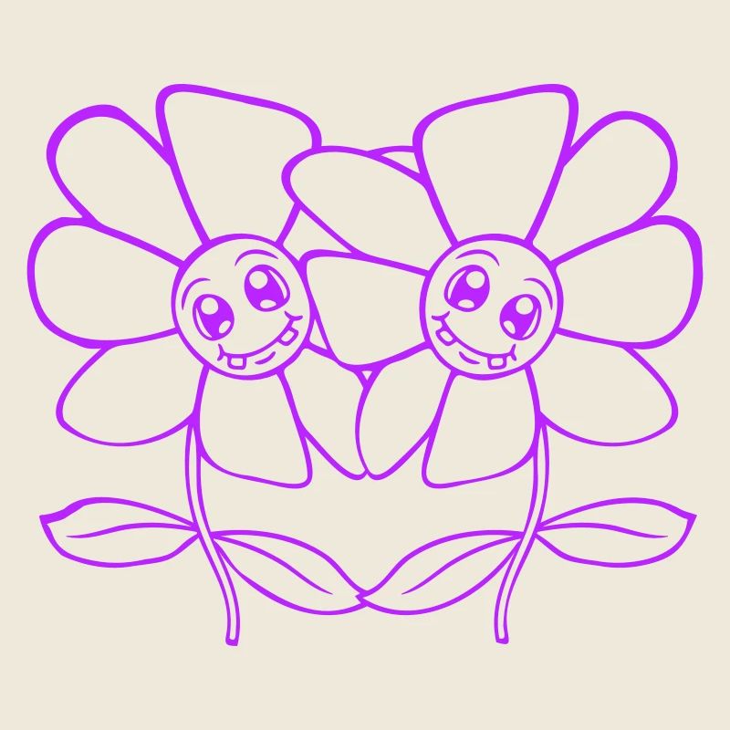 Zwei Hübsche Schöne Blümchen Blumen Blüten Freunde