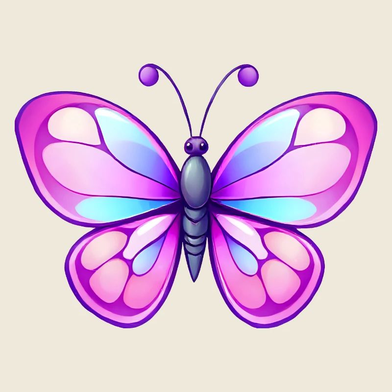 Cute Comic Butterfly, Pink & Blue Wings