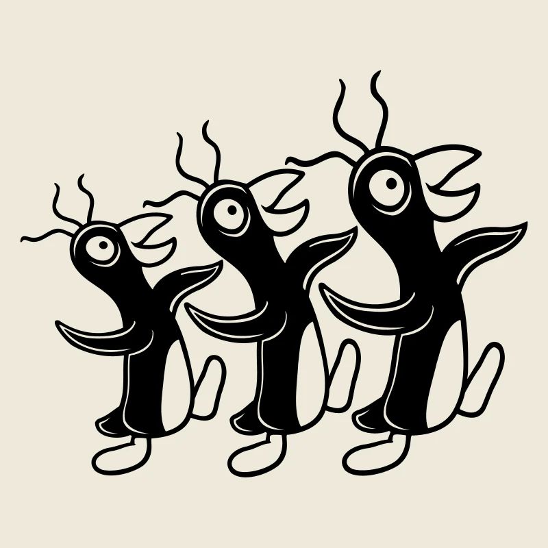3 crazy penguins running stupid team friends crew