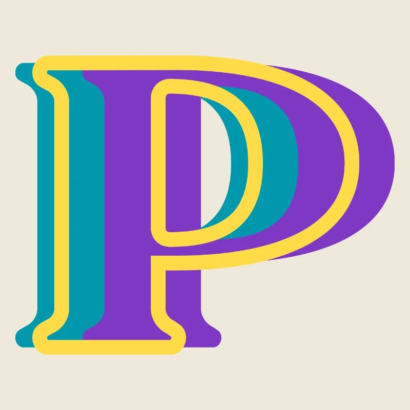 Lettre p multicolore