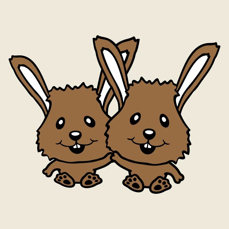 2 lapins amis équipe couple deux mains tenant l’équipage