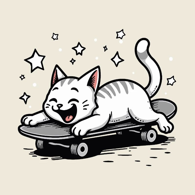 Skateboarder Skater Cat Skateboard Skating