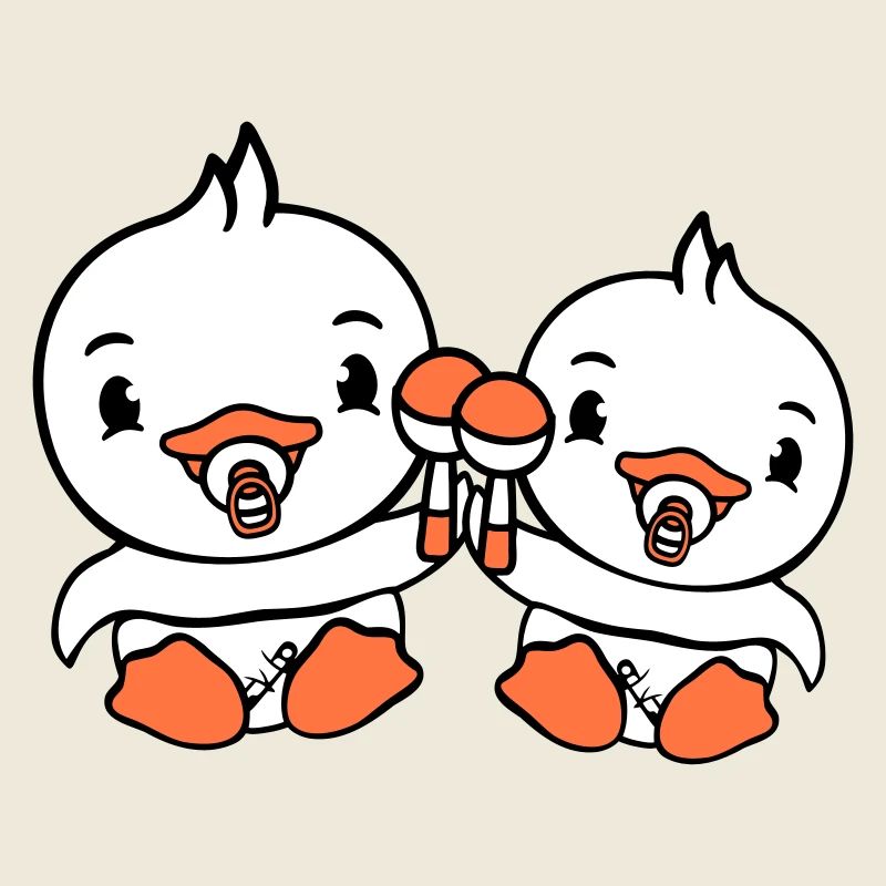 2 Ducks Babies Baby Kids Pacifier Diaper Rattle