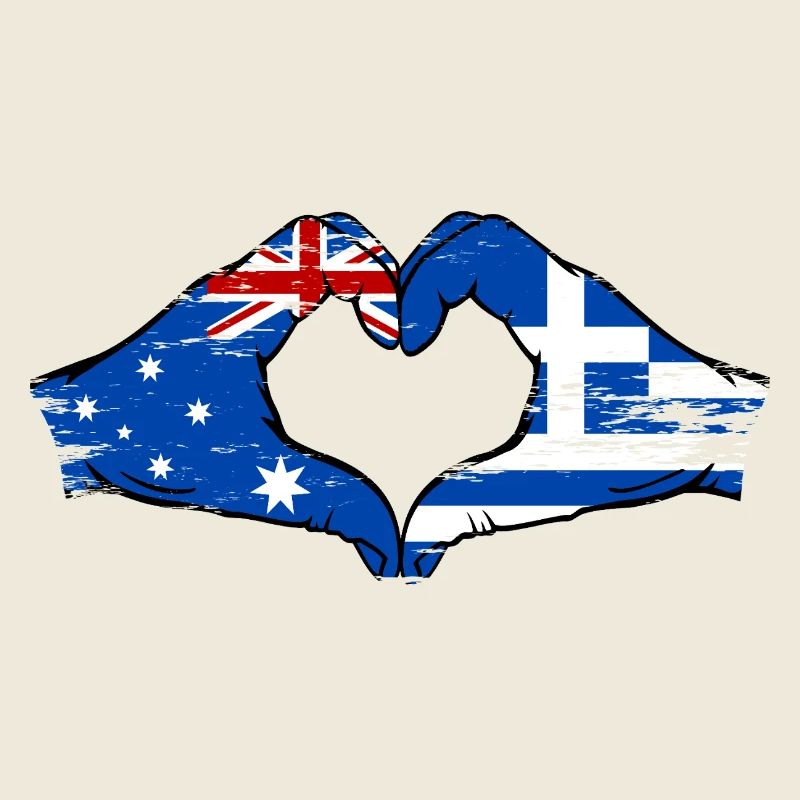 Australia Greece Flag Hands Heart Shape