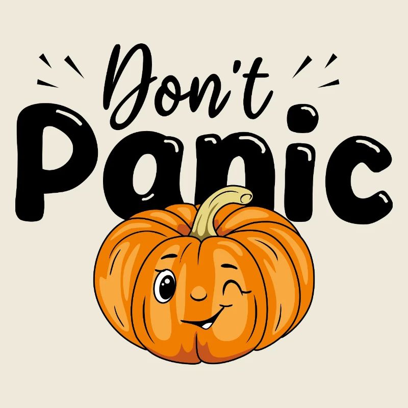 Don't panic. Design with winking pumpkin