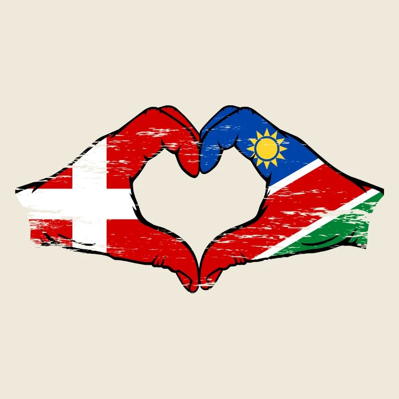 Denmark Namibia flag hands heart used