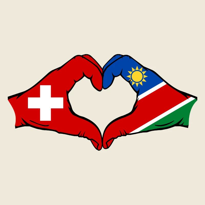 Switzerland Namibia flag hands heart shape