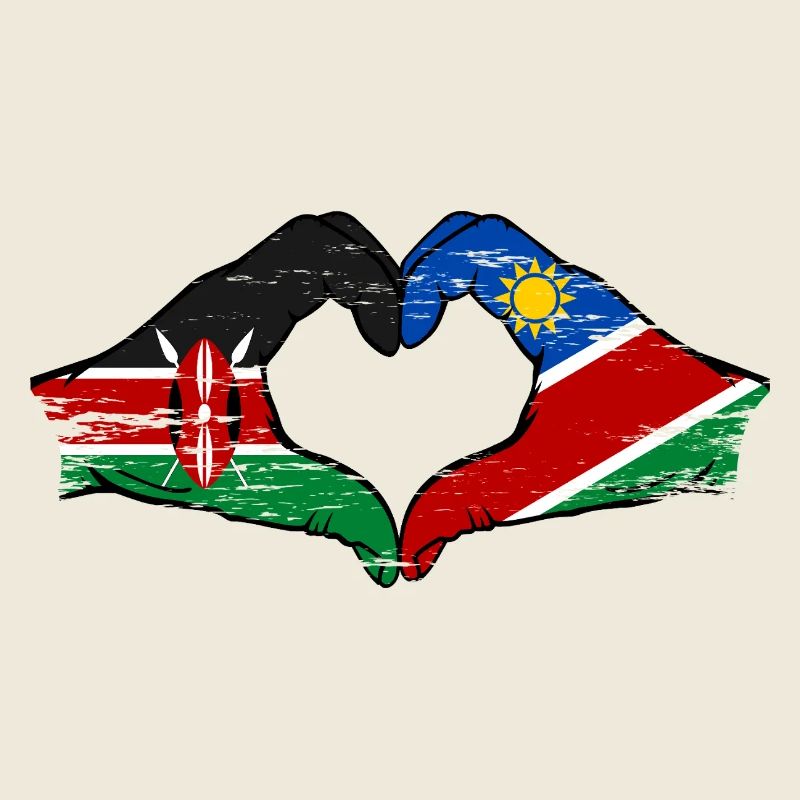 Kenia Namibia Flagge Hände Herzform used