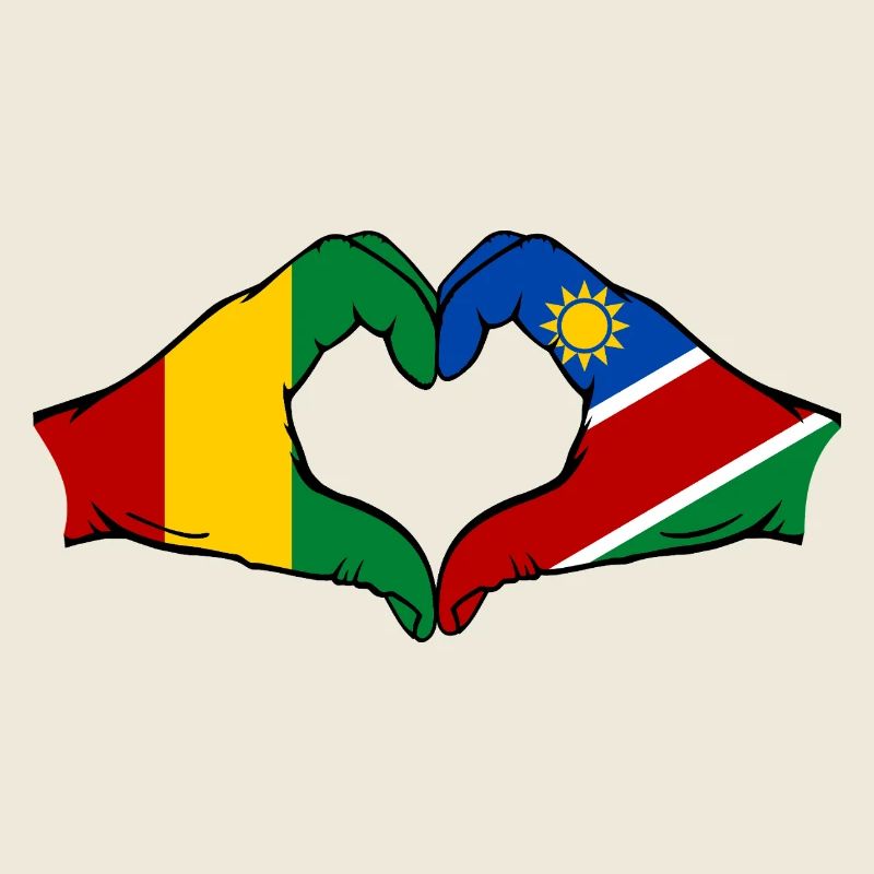 Guiena Namibia Flag Hands Heart Shape