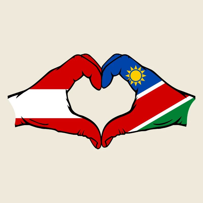 Austria Namibia Flag Hands Heart Shape