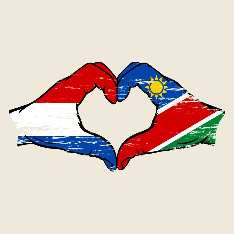 Holland Namibia flag hands heart shape