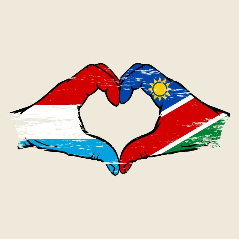 Drapeau du Luxembourg et de la Namibie, forme de cœur, utilisé