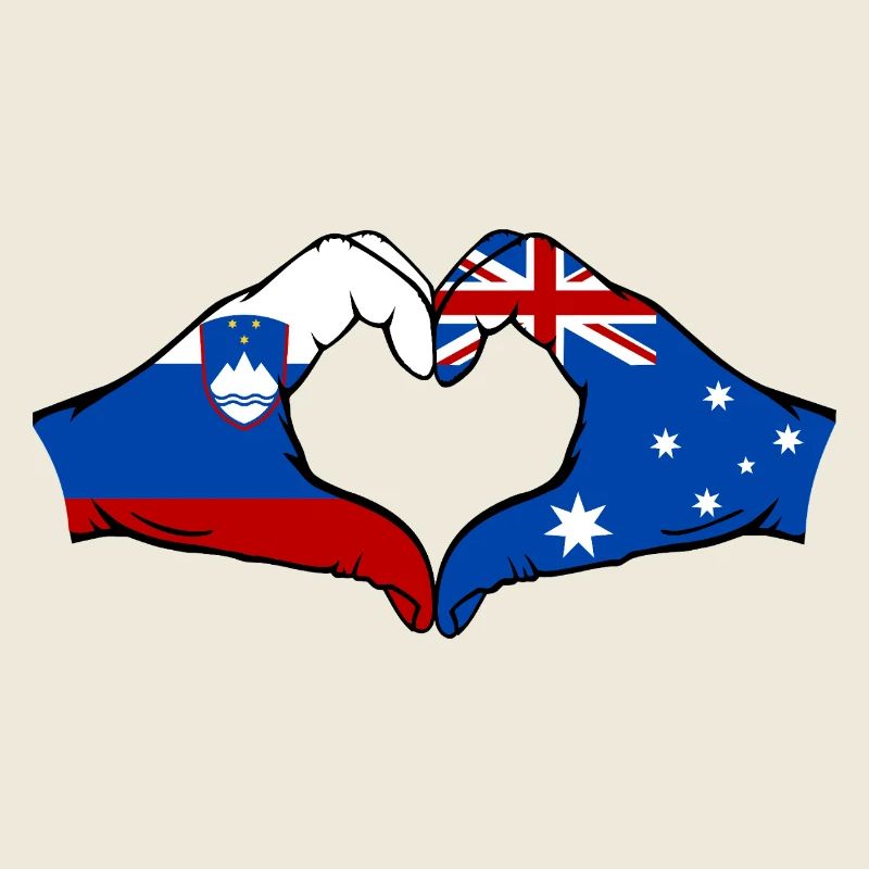 Slovenia Australia Flag Hands Heart Shape