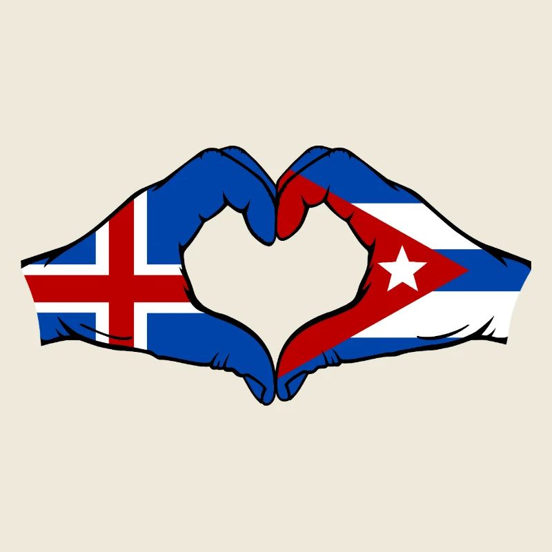 Cuba Island Flag Hands Heart