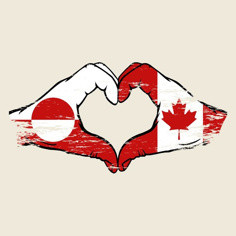 Mains du drapeau du Groenland, Canada, forme de cœur utilisée