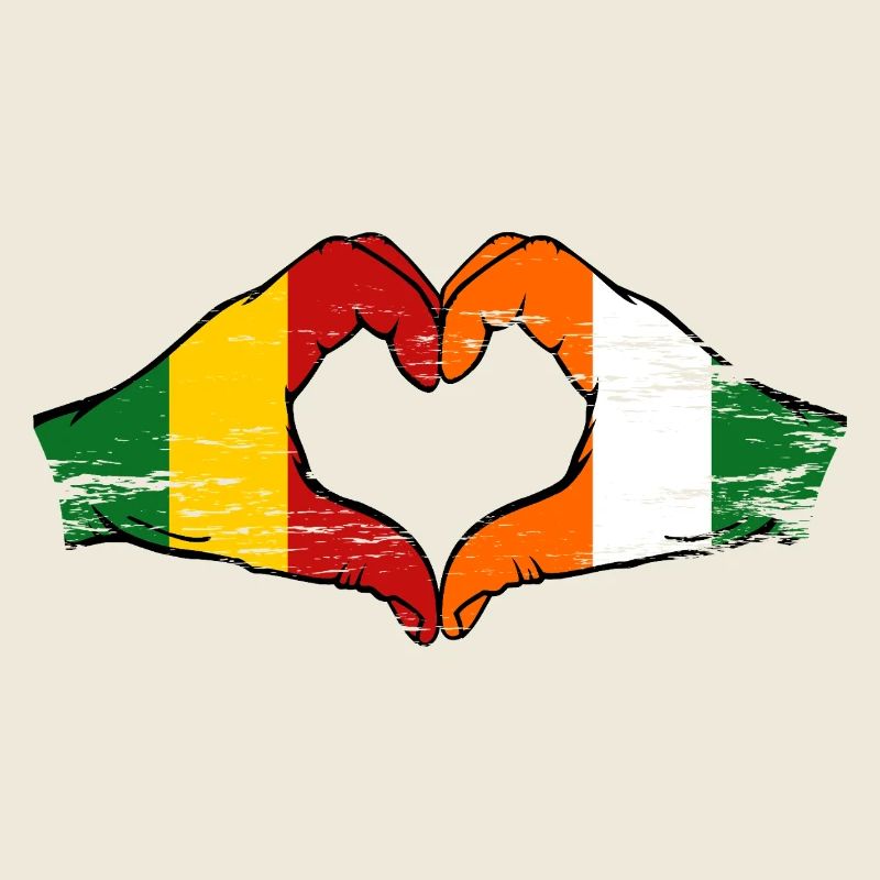 Mali Côte d’Ivoire Drapeau Mains Cœur