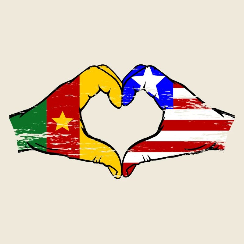 Cameroon Liberia Flag Heart used