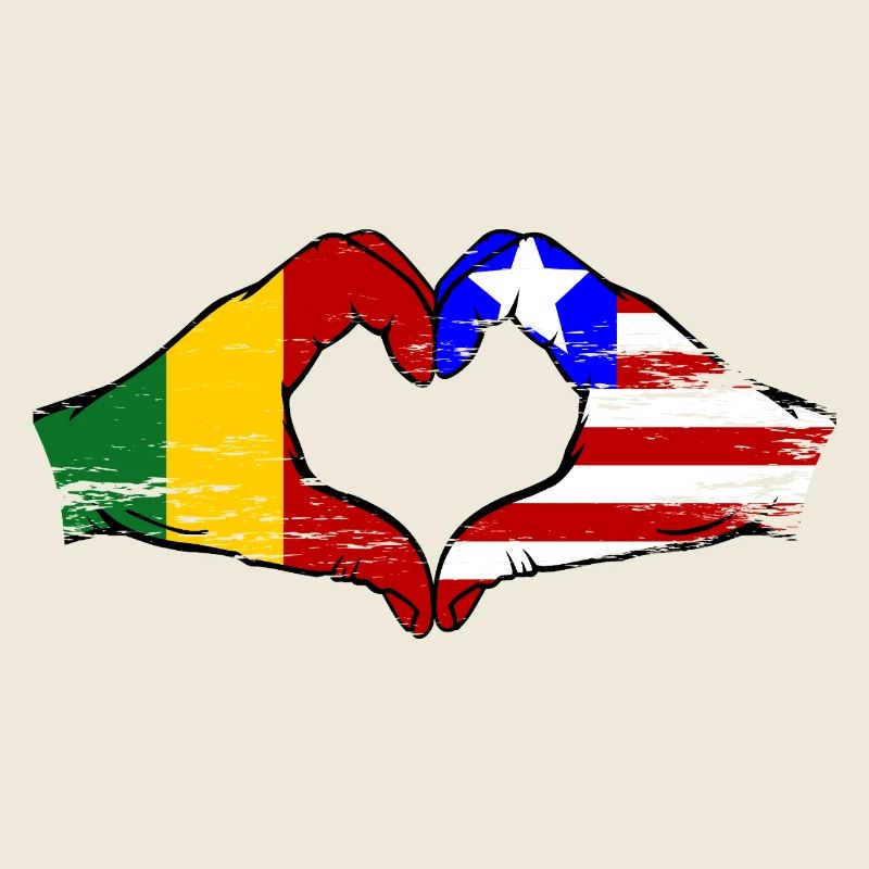 Mains du drapeau Mali du Libéria Mains de cœur utilisées
