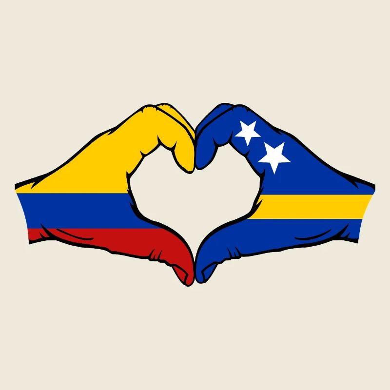 Colombie Drapeau de Curaçao Mains en forme de cœur