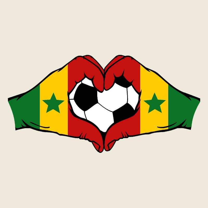 Drapeau du Sénégal Mains en forme de cœur