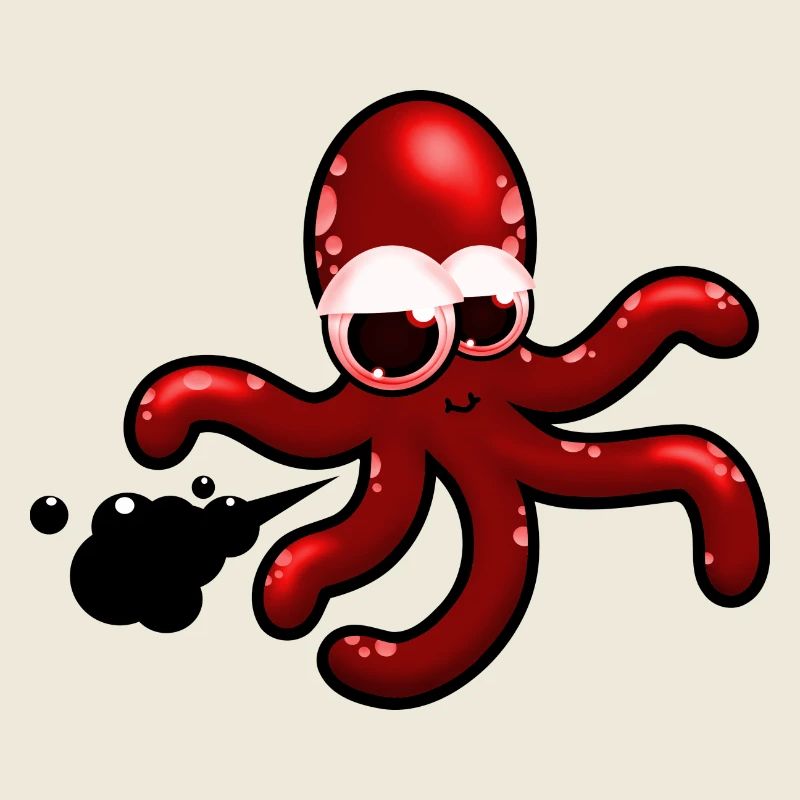 Squid comic red, gift idea