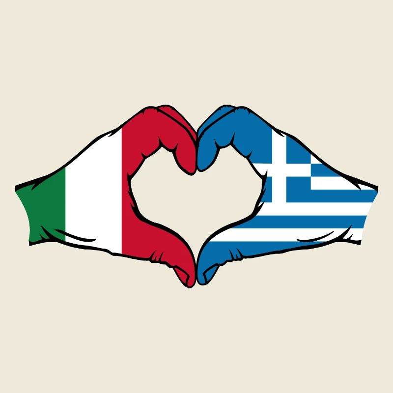Italy Greece Flag Hands Heart Shape