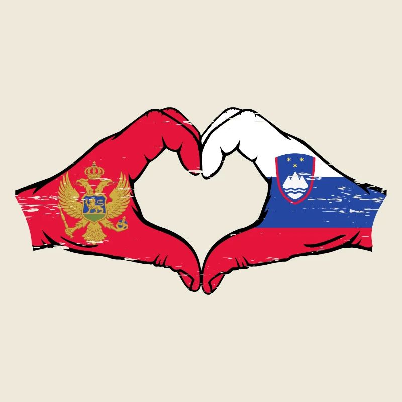 Montenegro Slovenia flag hands heart shape used