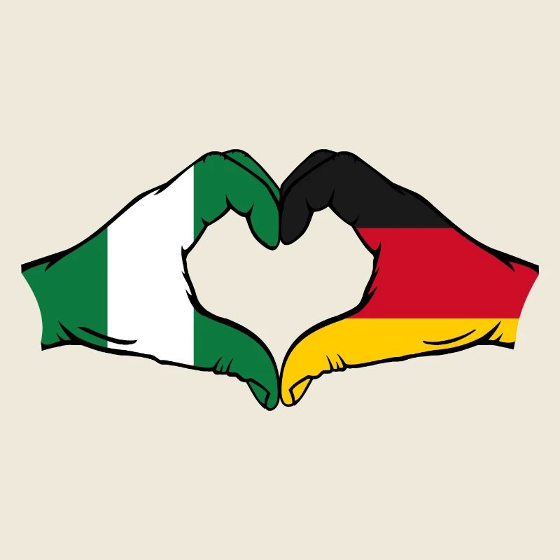 Nigeria Germany Flag Hands Heart Shape