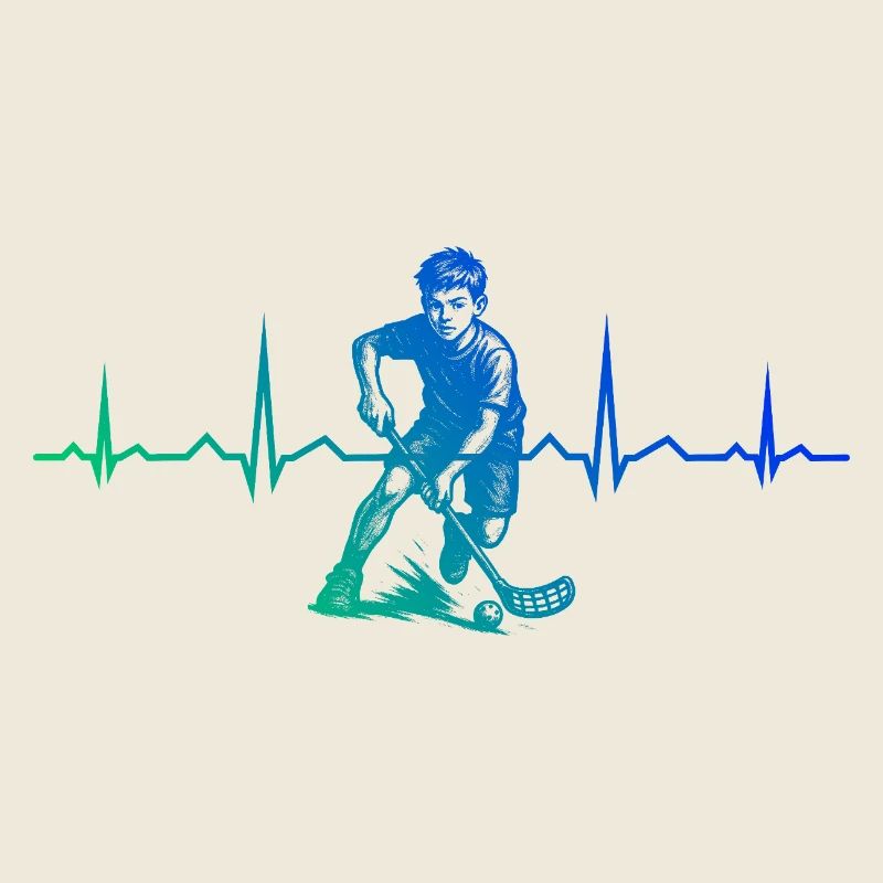Minimalistisches Floorball Motiv
