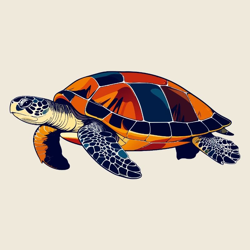 Colorful Mosaic Water Turtle Sea Turtle