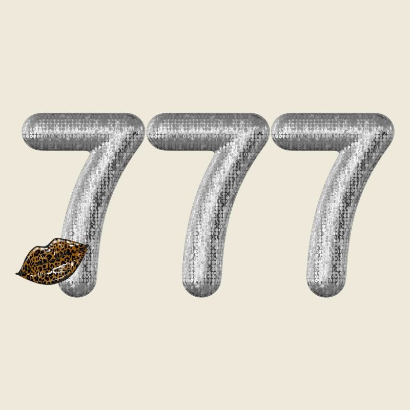 777 Angel Number Silver Glitter with Leopard lips
