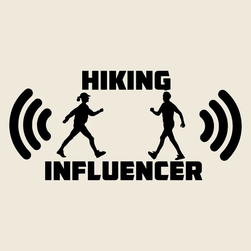 Marcher avec le texte Logo de l’influenceur de randonnée