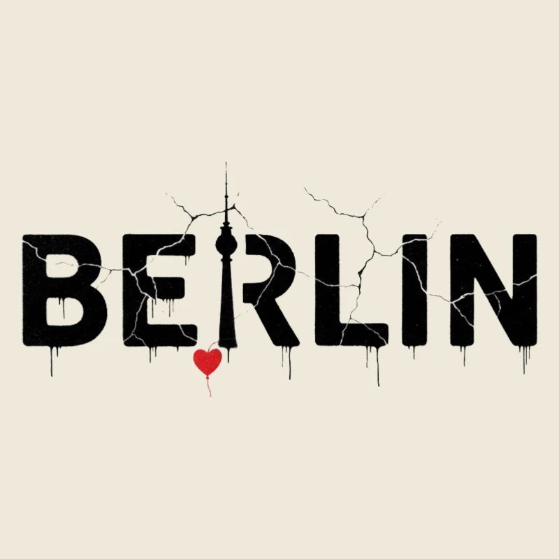 Berlin skyline with lightning and heart