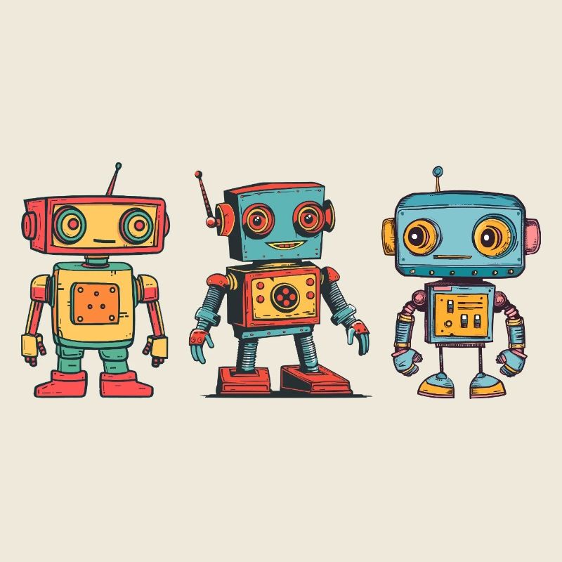 Illustration de robot rétro nostalgique