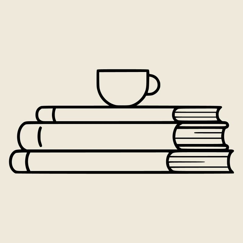 Stack of Books Coffee Cup Outline