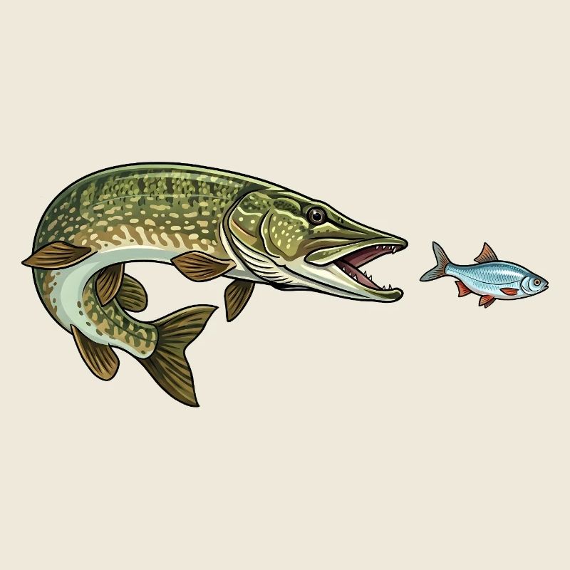 Pike hunts fish