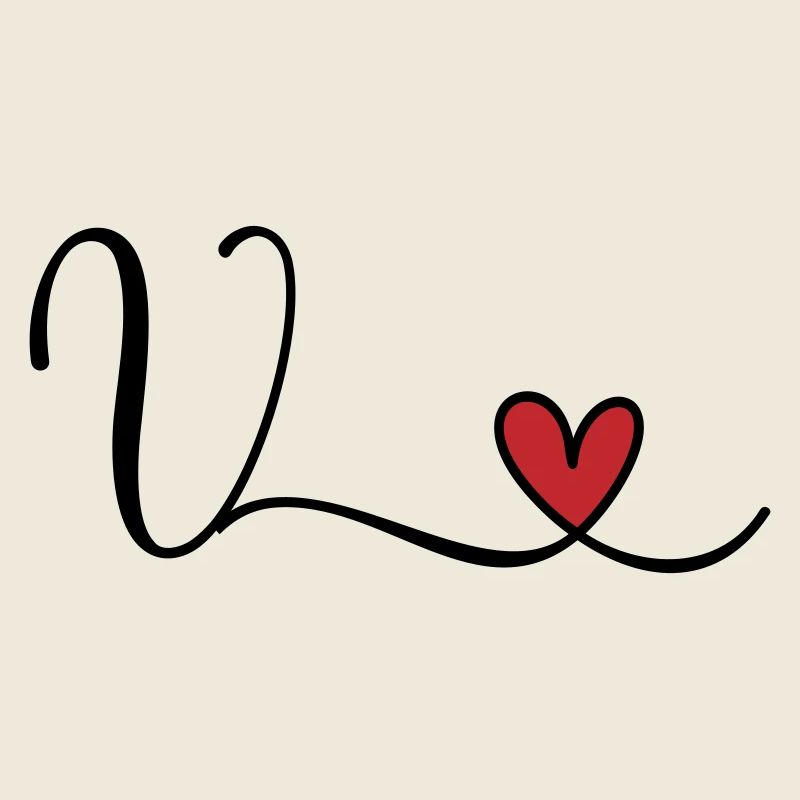 Buchstabe V Monogramm Initiale Herz