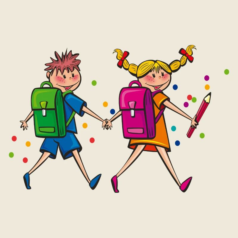 Schulkinder mit Schulranzen. Geschenkidee