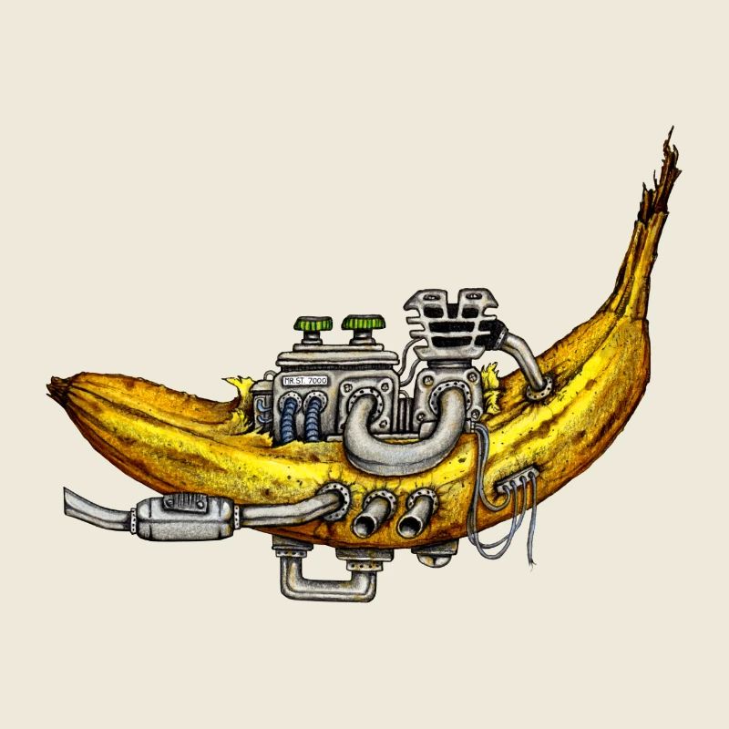 Banane mit Motor Technik trifft Obst