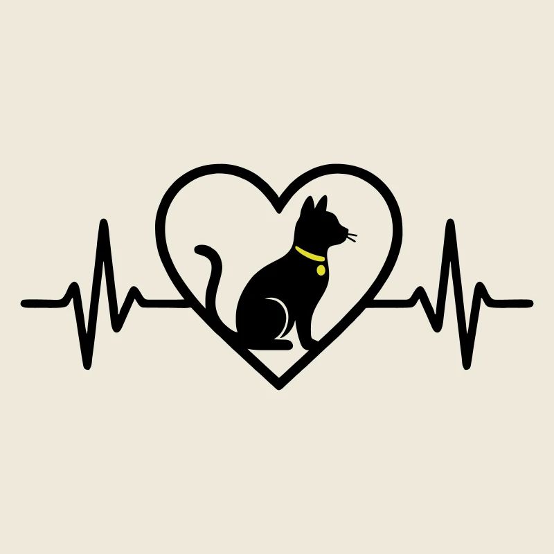 Katze Herz Silhouette Süß Pet Lover Geschenk