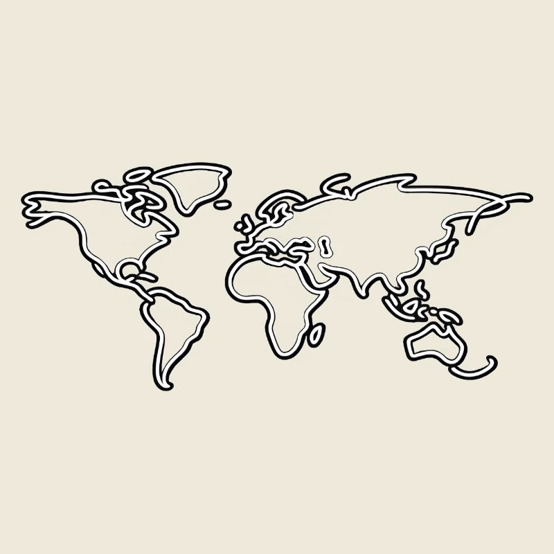 Neon World Map Outline Tee