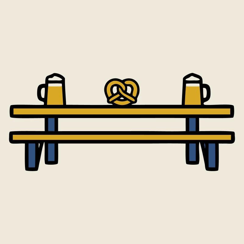 Beer garden table folk festival pretzel beer regulars' table