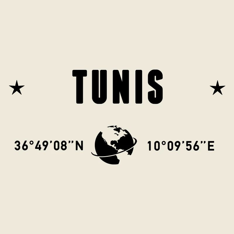 Tunis Tunisie Coordonnées GPS Globe