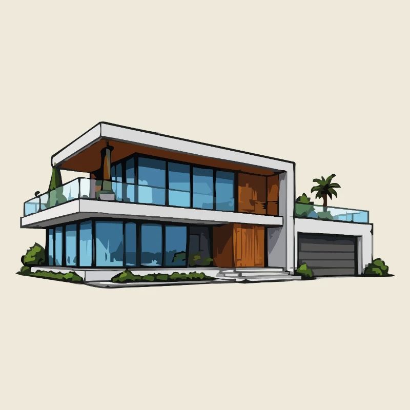 Illustration d’architecture moderne de villas