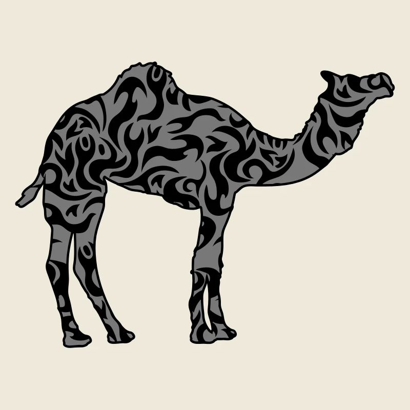 Beautiful Pattern Camel Silhouette Outline Black