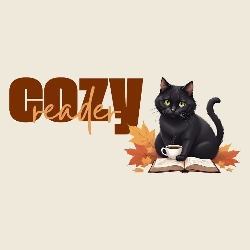 Cozy reader - Thème de lecture chat automnal