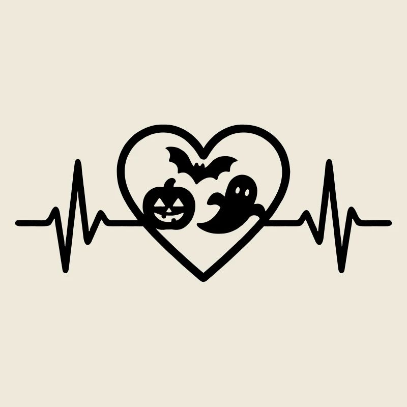 Halloween Heart Pumpkin Ghost Bat