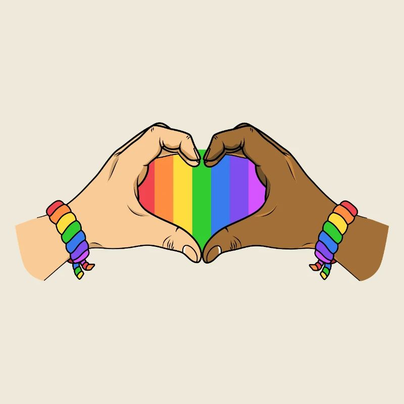 Pride Heart Hands Unity Rainbow Love Support Art