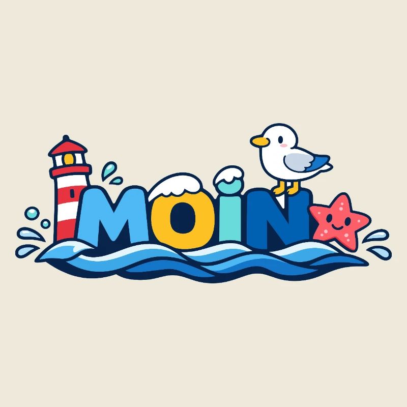 MOIN Möwe Leuchtturm Maritim Bunt